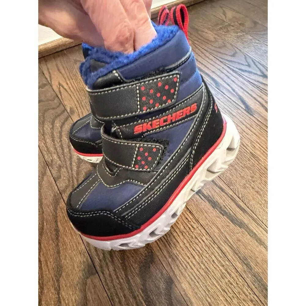 SKECHERS Boys Sz 5 S Lights Hypno-Flash 2.0 Street Breeze Boot Light Up Snowboot